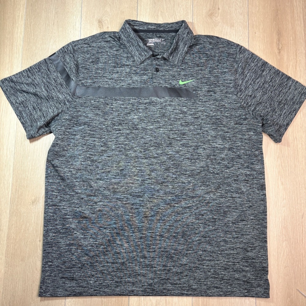 Nike Golf Tour Performance Dri-FIT Polo Shirt Mens XXL Gray Space Dye Stripe